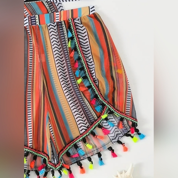 2/$50 NEW Colorful Striped Preppy Summer Tribal Patchwork Swim Set(#1,411) - Picture 5 of 6
